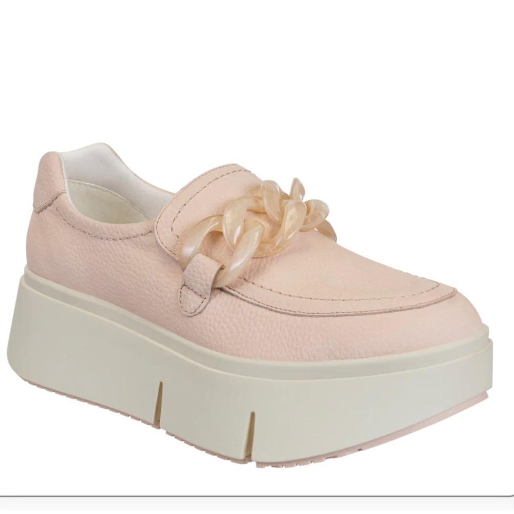 NAKEDFEET Pink Leather Loafer Platform Chunky Chain Women's Size 9‎